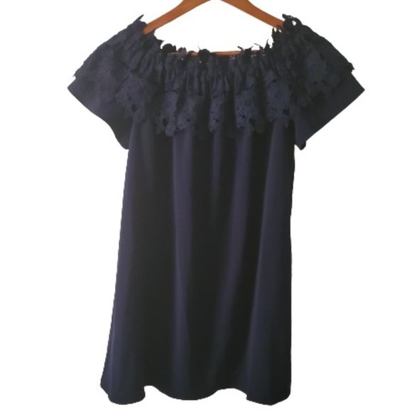 JODIFL Women's Lace Off-Shoulder Short Sleeve Black Blouse Size Small NWT - Picture 2 of 14
